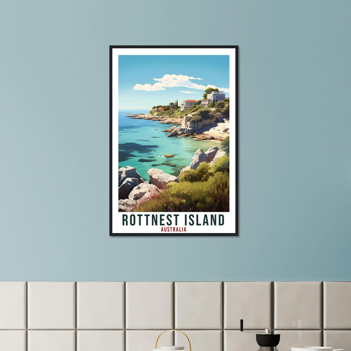 Rottnest Island Australia Turquoise Cove Cliffs Vintage Travel Poster - Image 2