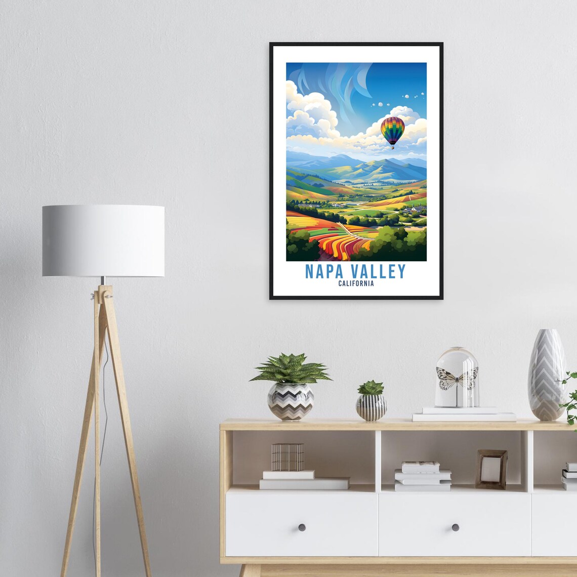 Napa Valley California Hot Air Balloon Vineyard Hills Travel Poster - Image 3