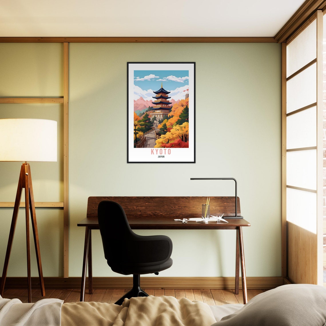 Kyoto Japan Autumn Pagoda Temple Fall Foliage Scenery Poster - Image 4