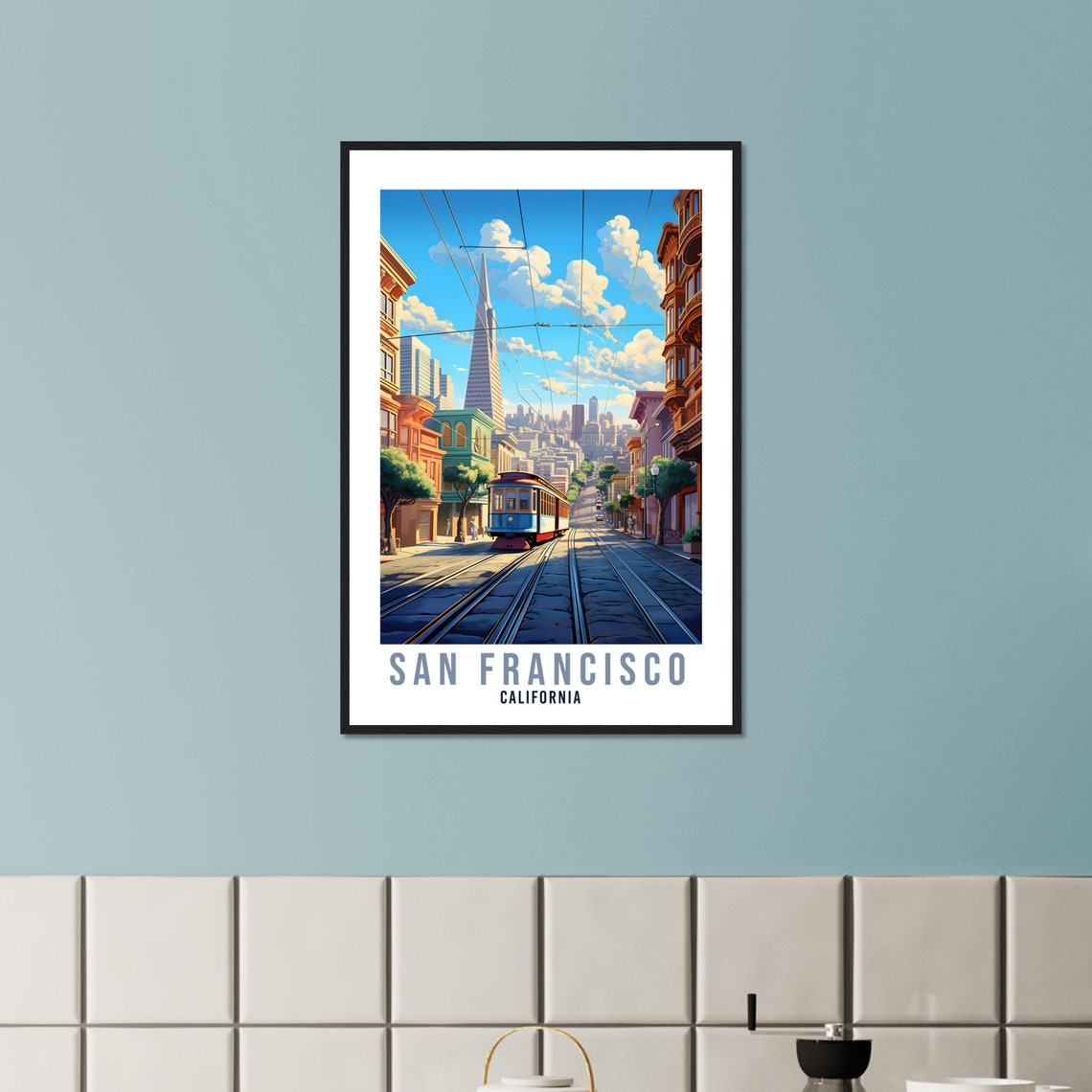 San Francisco California Cable Car City Street Travel Poster - Image 2