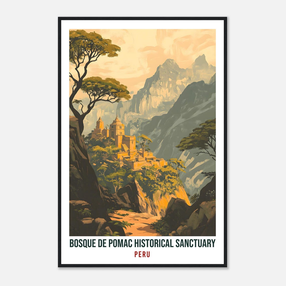 Bosque de Pomac Peru Ancient Adobe Pyramid Vintage Travel Art Poster - Image 4