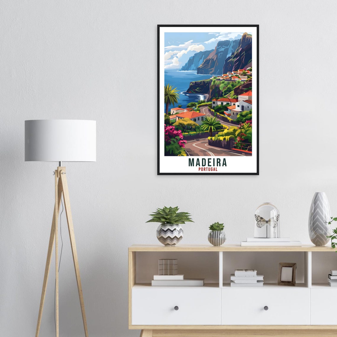 Madeira Travel Print Portugal Wall Art Wall Hanging Home Dcor Madeira Gift Portugal Landmark Artwork Gift Portugal Holiday Travel Poster - Image 3