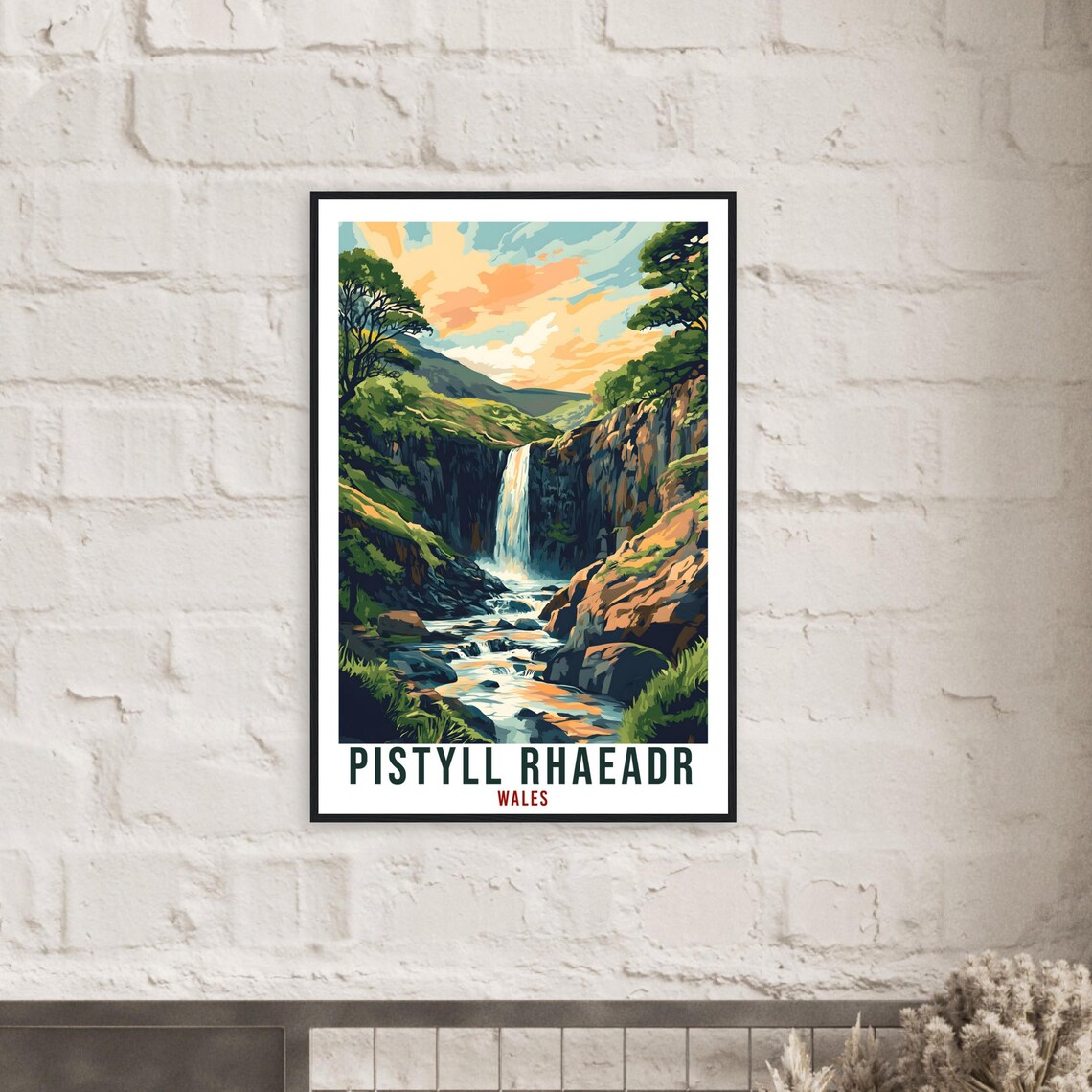 Pistyll Rhaeadr Travel Poster, Wales Home Decor - Image 2