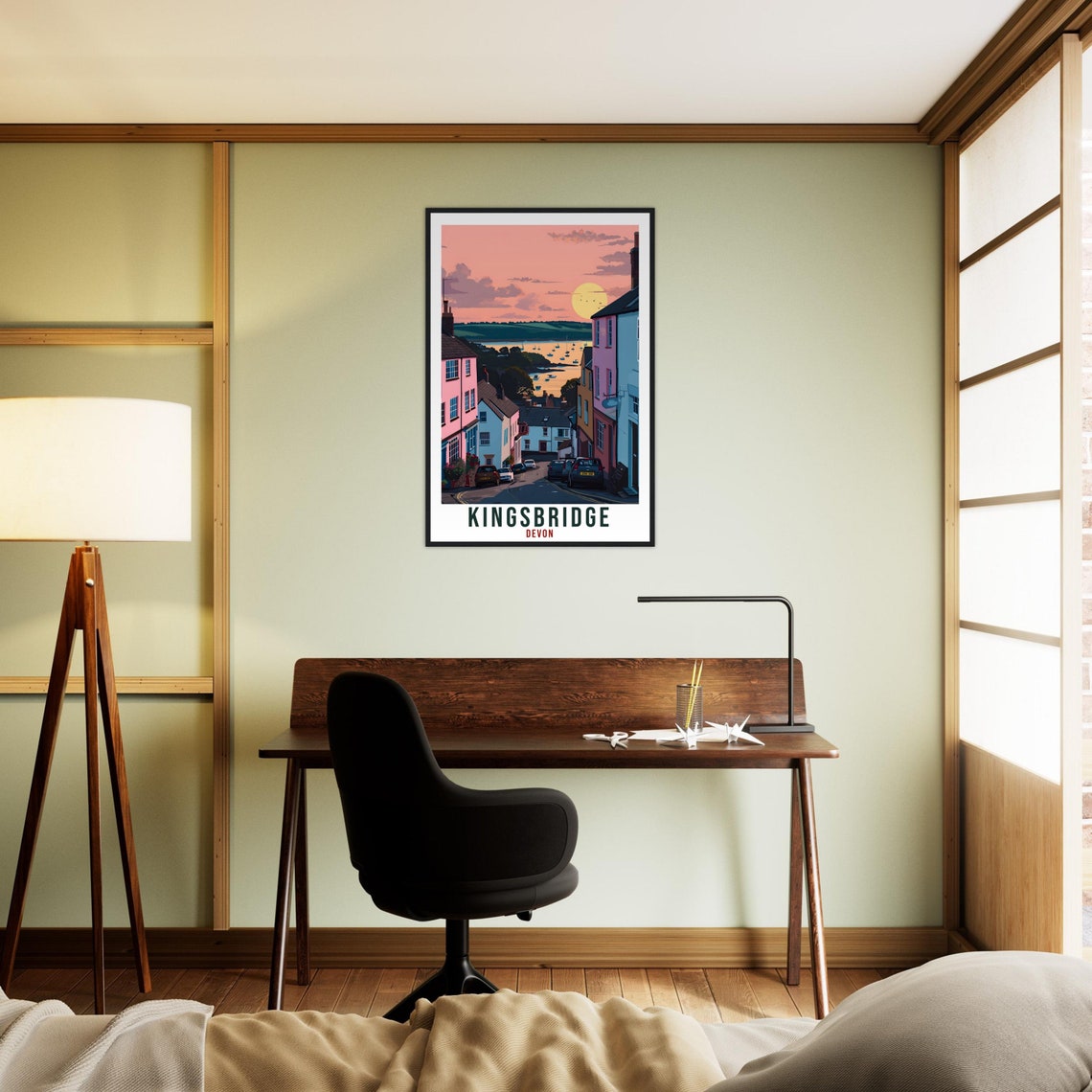Kingsbridge Devon Harbour Street Sunset Coastal Town Art Poster - Image 2