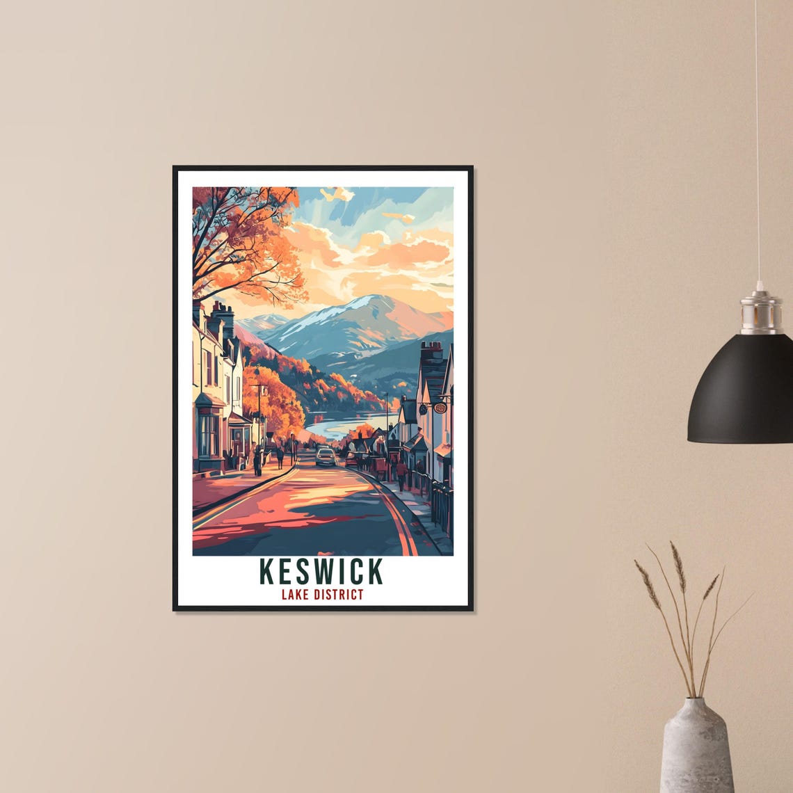 Keswick Lake District Sunset Main Street Vintage Travel Poster - Image 3