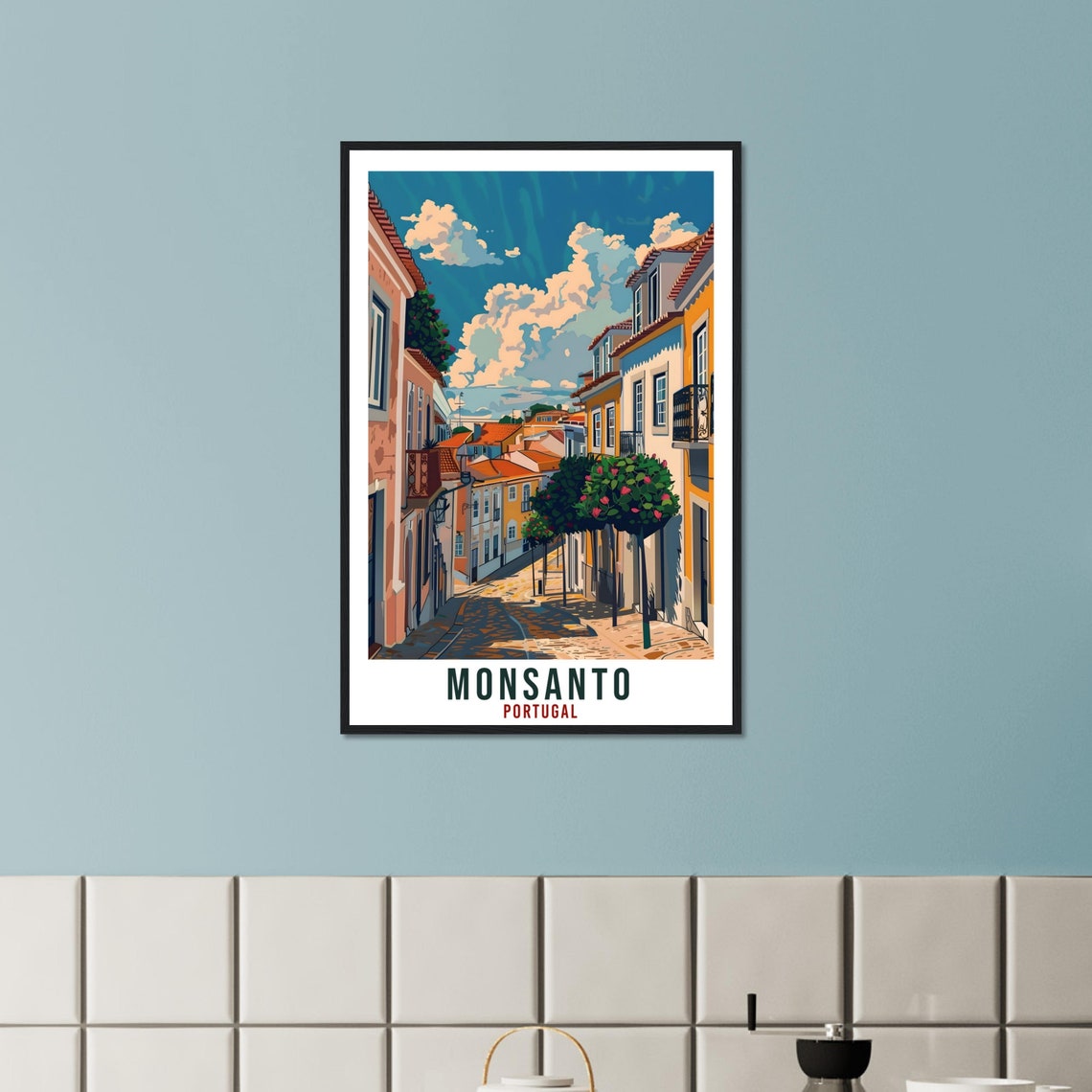 Monsanto Travel Print Portugal Wall Art Wall Hanging Home Dcor Monsanto Gift Portugal Landmark Artwork Gift Portugal Holiday Travel Poster - Image 3