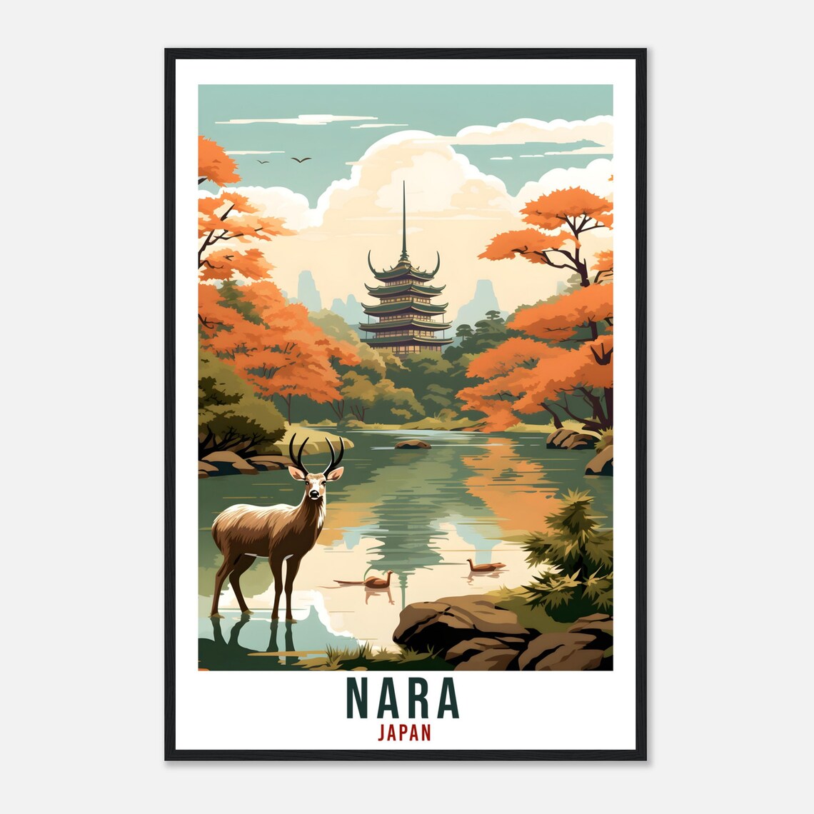 Nara Travel Poster, Japan Cityscape Wall Art - Image 4