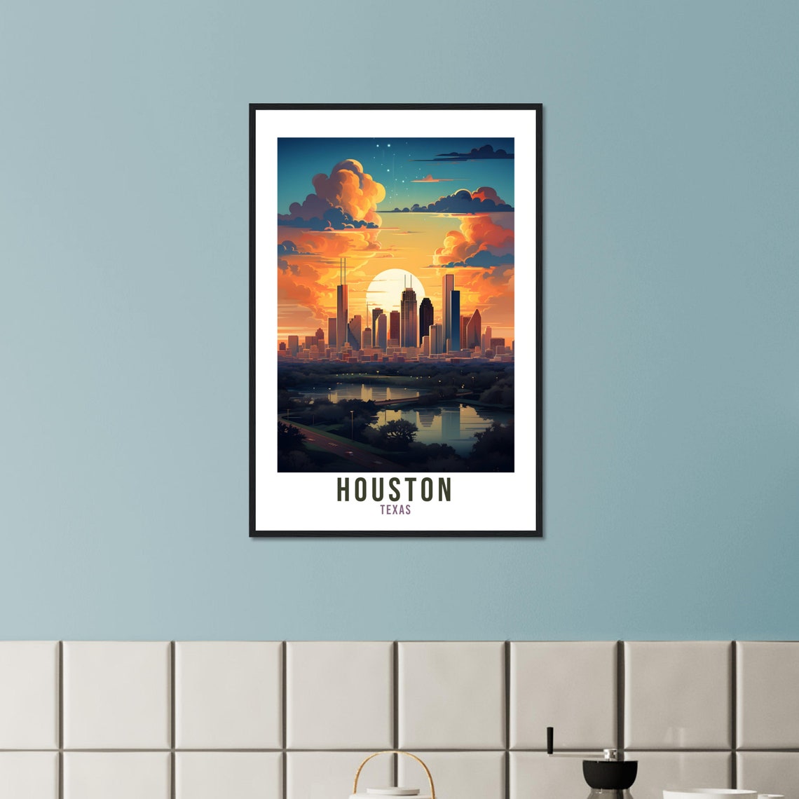 Houston Travel Print Wall Art Houston Texas Wall Art Houston Travel Poster Usa Home Decor Houston Art Lovers Gift Houston City Travel Art - Image 4