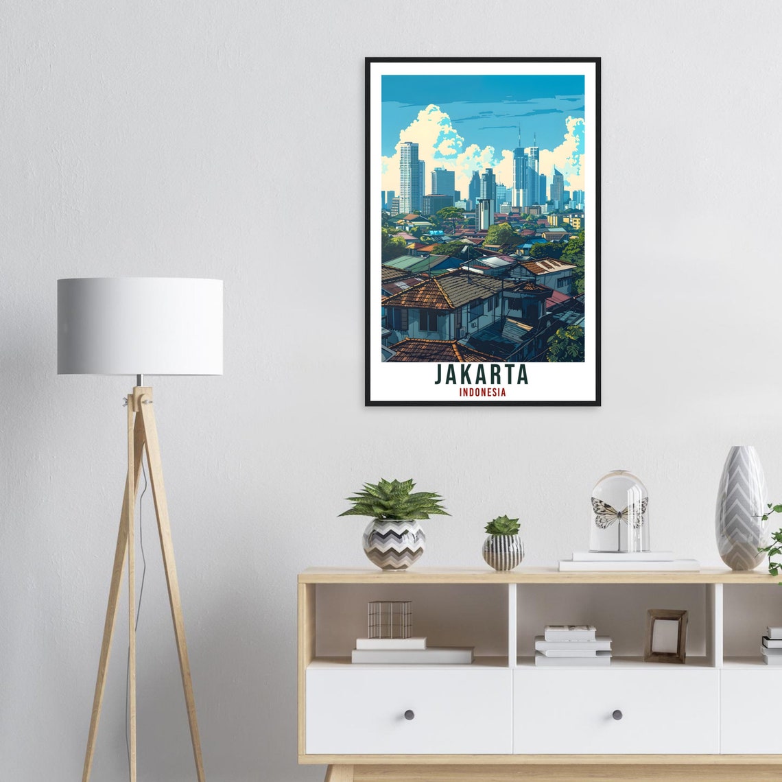 Jakarta Travel Print Wall Art Wall Hanging Home Dcor Jakarta Gift Landmark Artwork Travel Art Lovers Indonesia Jakarta City Travel Poster - Image 3