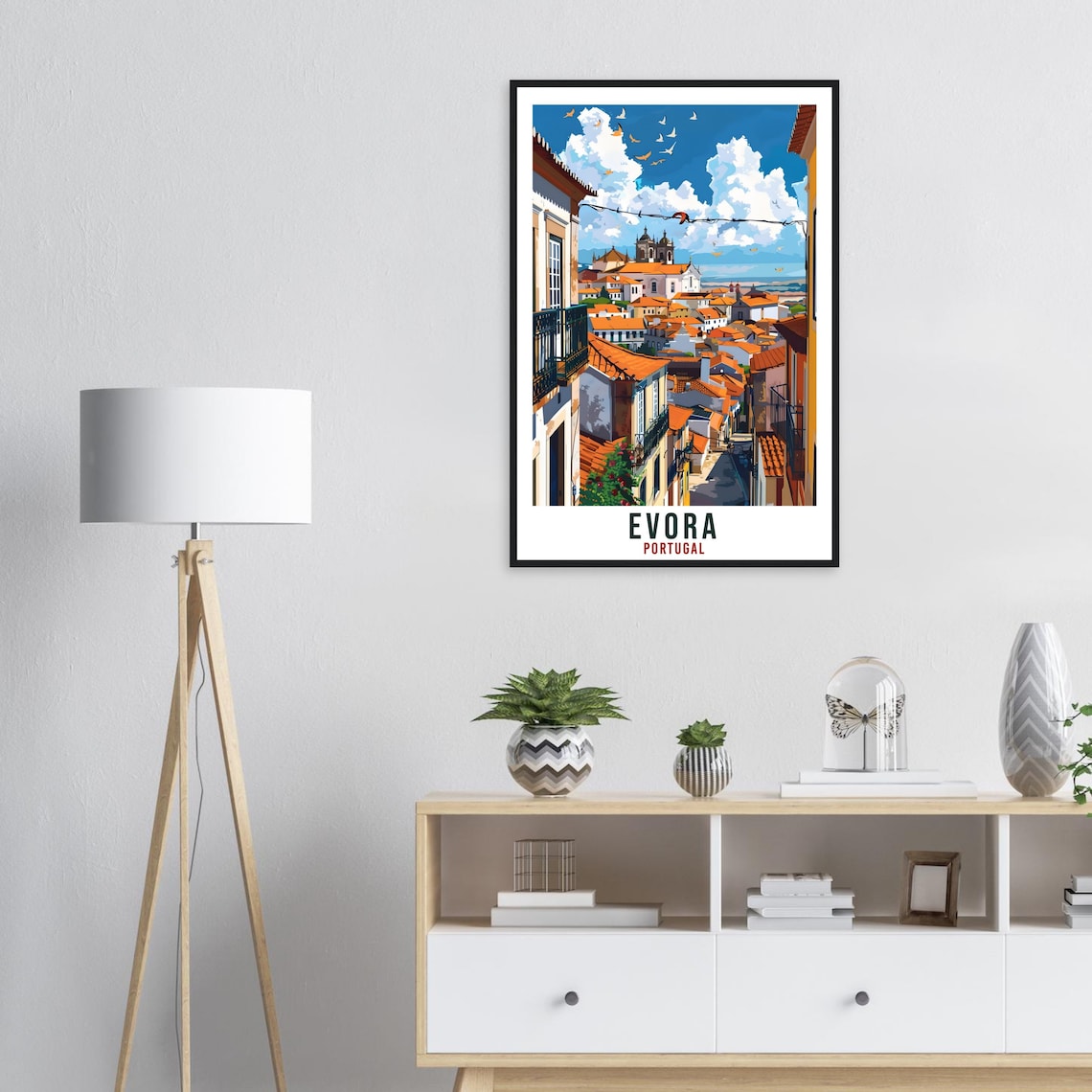 Evora Portugal Historic Street Cathedral Towers Vintage Travel Poster - Image 3