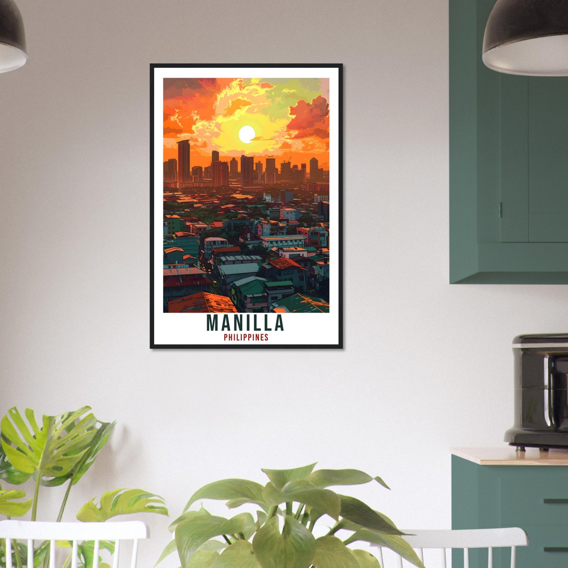 Manilla Philippines Sunset City Skyline Warm Orange Glow Travel Poster - Image 3
