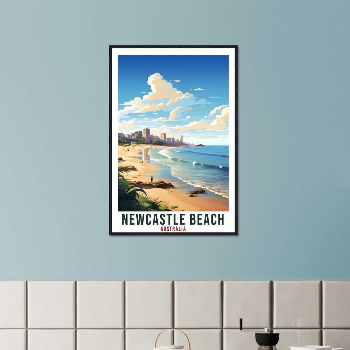 Newcastle Beach Australia Surf Coast Ocean Waves Travel Poster - Image 3