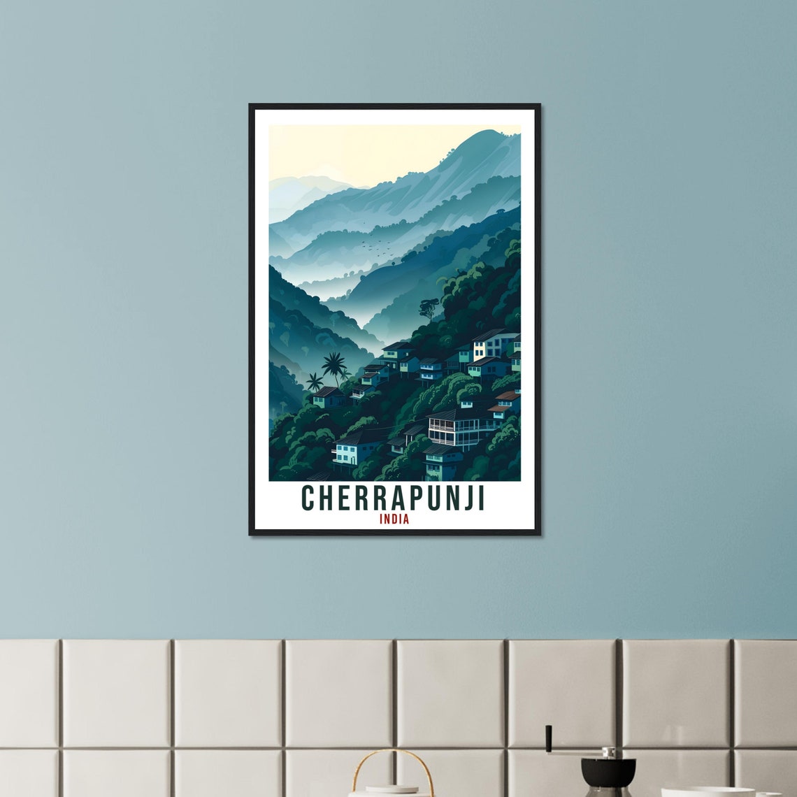 Cherrapunji India Misty Mountain Village Serene Travel Poster - Image 2
