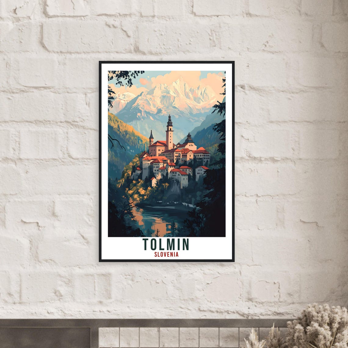 Tolmin Slovenia Alpine Mountain River Town Vintage Travel Poster - Image 2