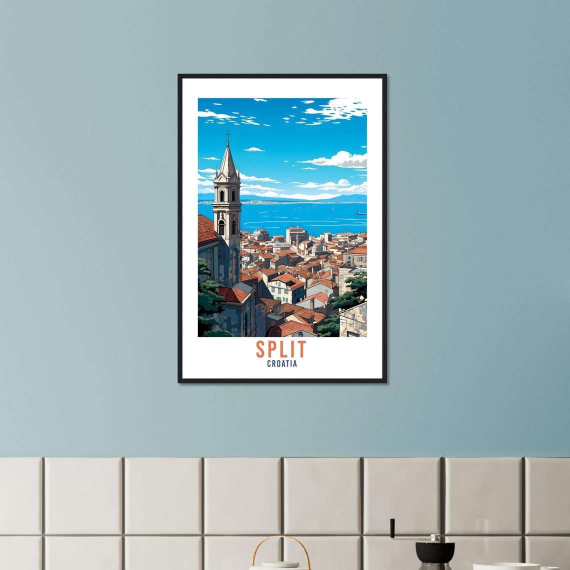 Split Croatia Old Town Bell Tower Adriatic Coast Travel Poster - Image 3