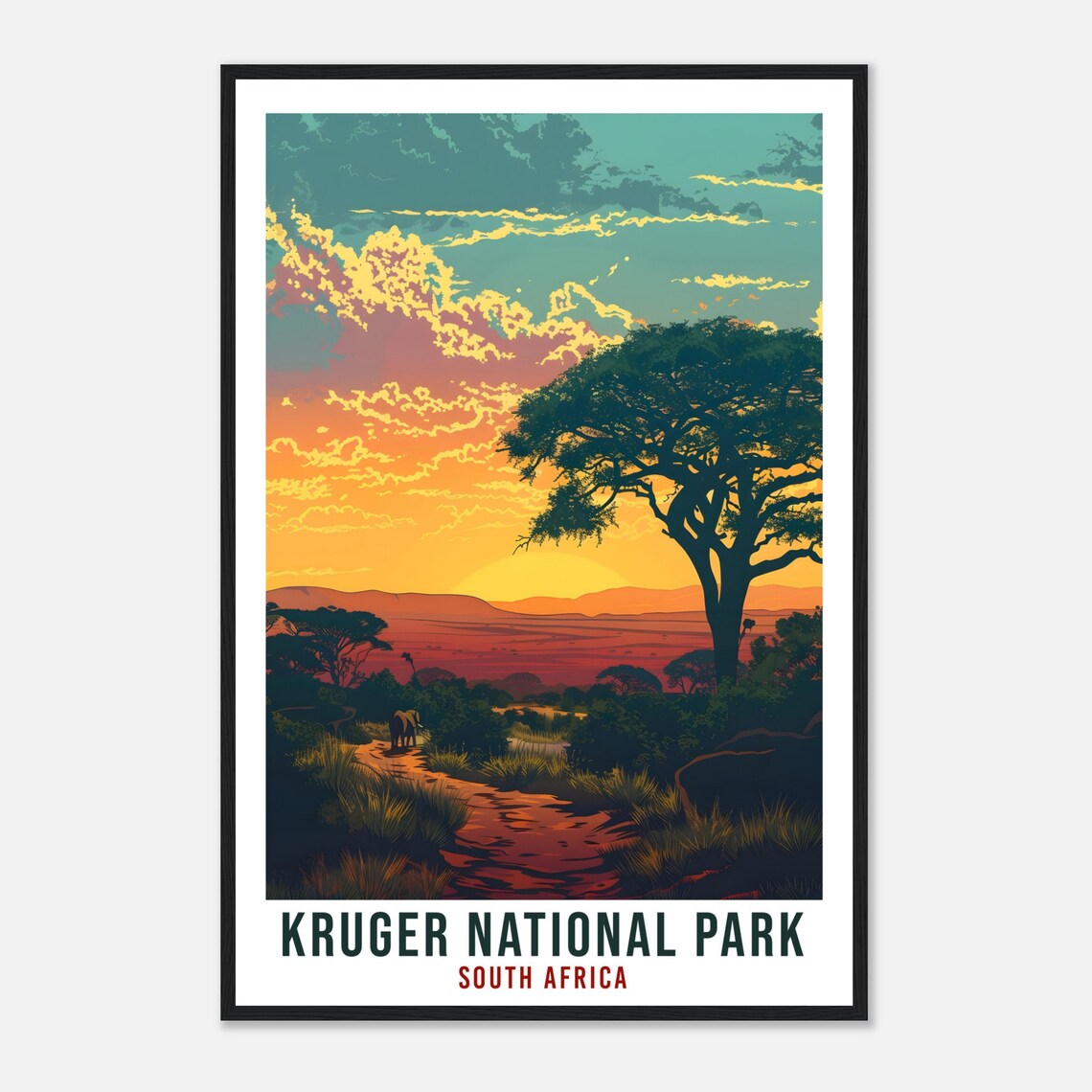 Kruger National Park South Africa Travel Poster, Park Art - Image 4