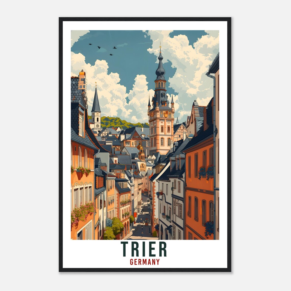Trier Germany Historic Street Towers Church Spires Travel Poster - Image 4