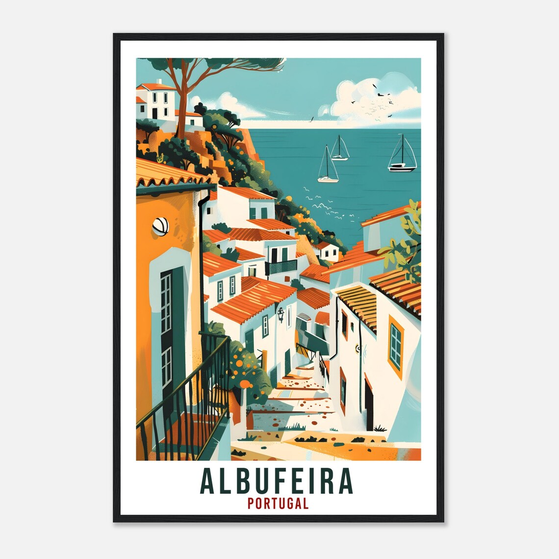 Albufeira Travel Poster, Portugal Landmark Artwork - Image 4