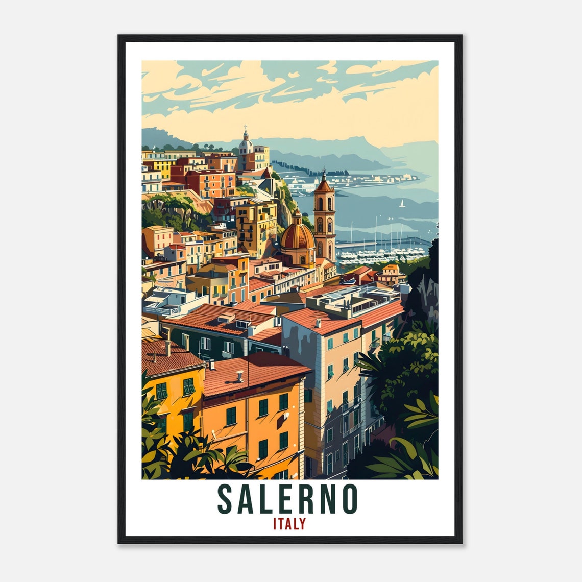 Salerno Travel Print Italy Wall Art Wall Hanging Home Living Dcor Salerno Gift Art Lovers Gift Italy Artwork Gift Italian Travel Poster - Image 4
