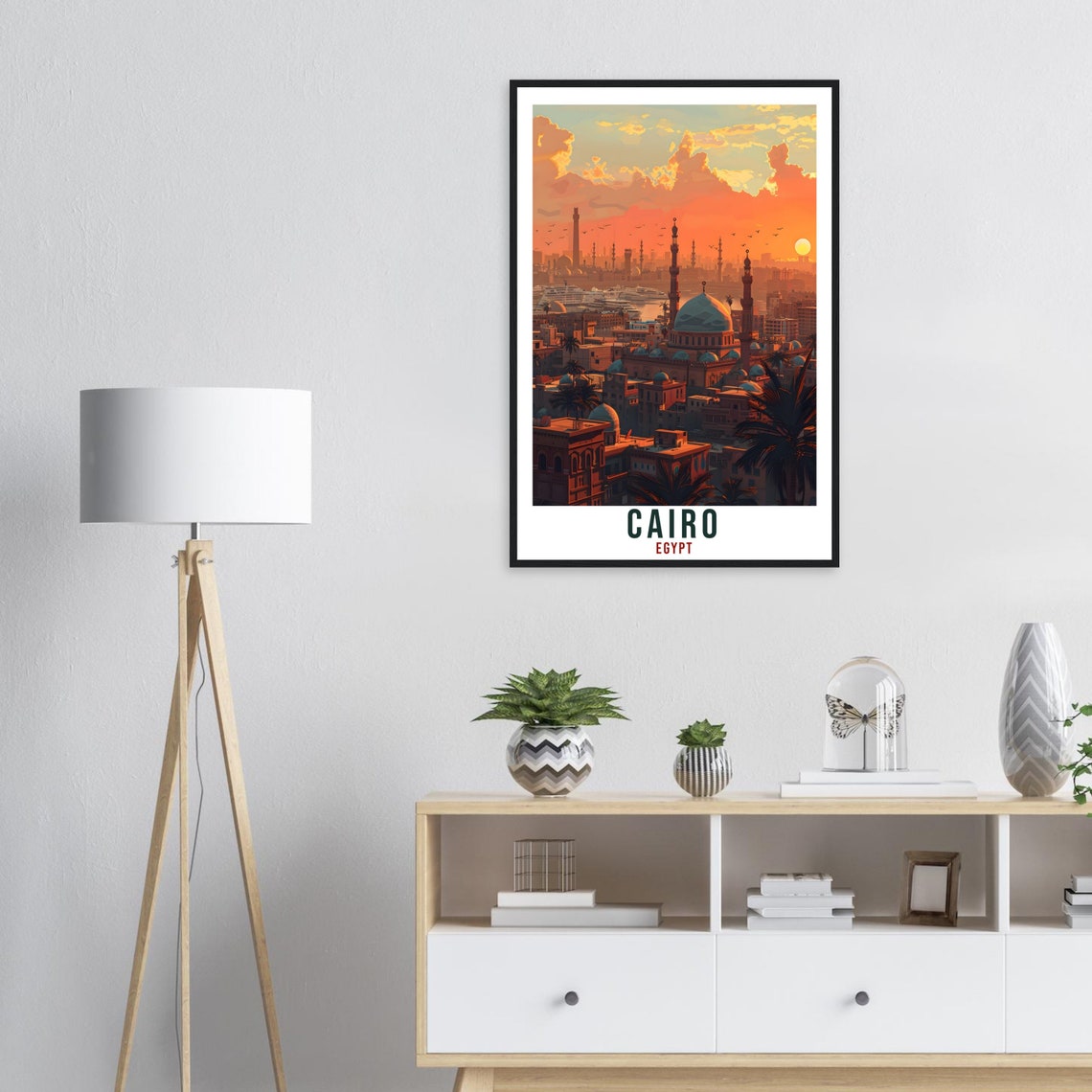 Cairo Egypt Mosque Domes Minarets Orange Sunset City Travel Poster - Image 4