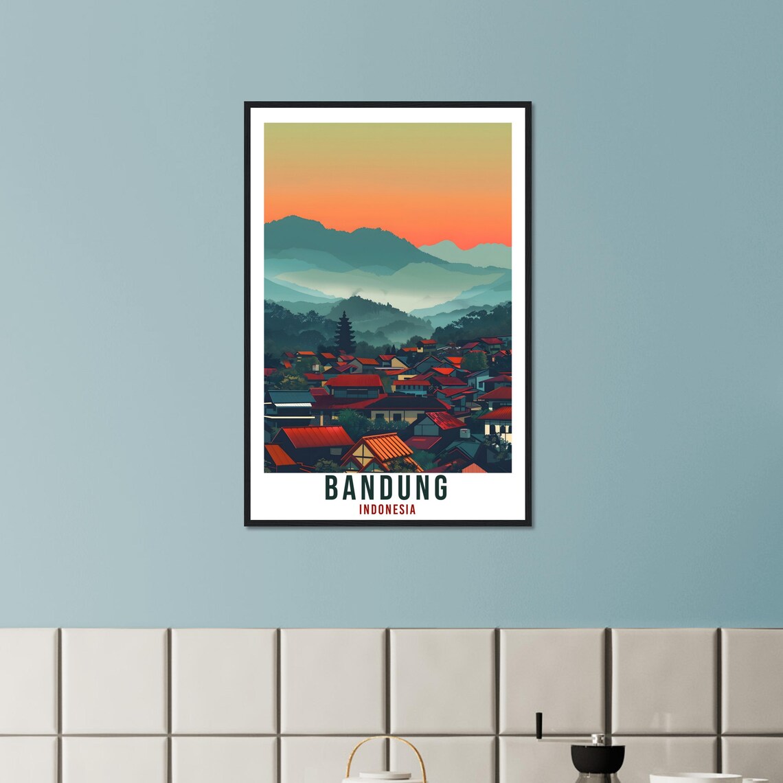 Bandung Bali Travel Print Bali Wall Art Wall Hanging Home Dcor Bandung Gift Landmark Artwork Travel Art Indonesia Bandung Travel Poster - Image 3