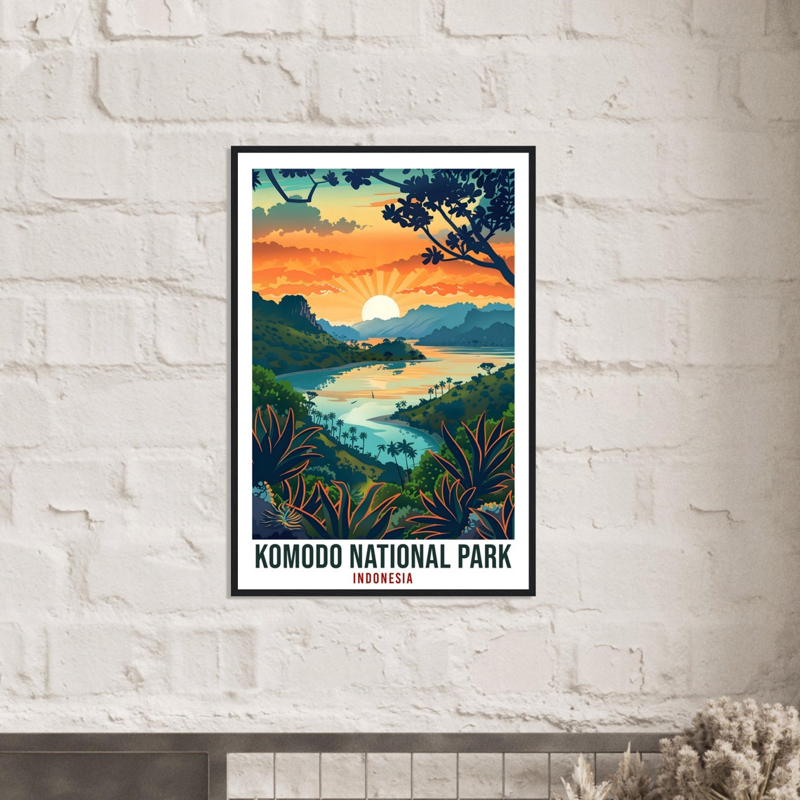 Komodo National Park Indonesia Sunset Bay View Travel Poster - Image 3