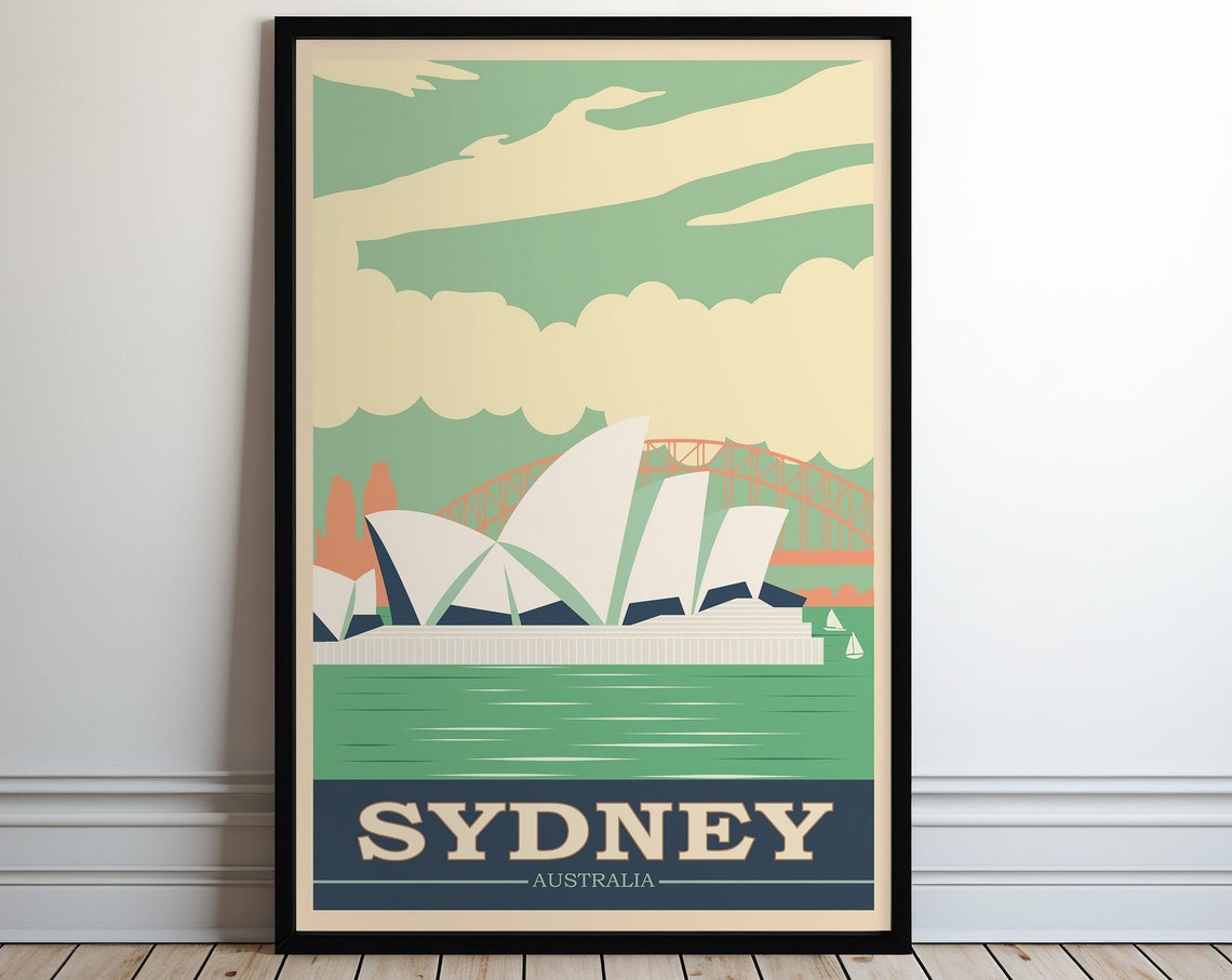 Sydney Opera House Harbour Bridge Australia Vintage Travel Poster - Image 2