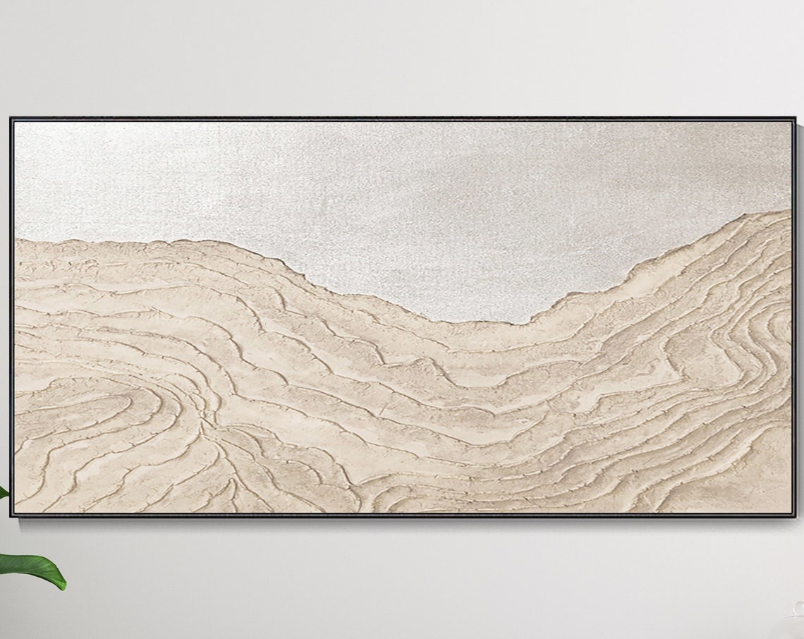 Neutral Beige Wabi Sabi Mountain Ridges Textured Abstract Art Poster
