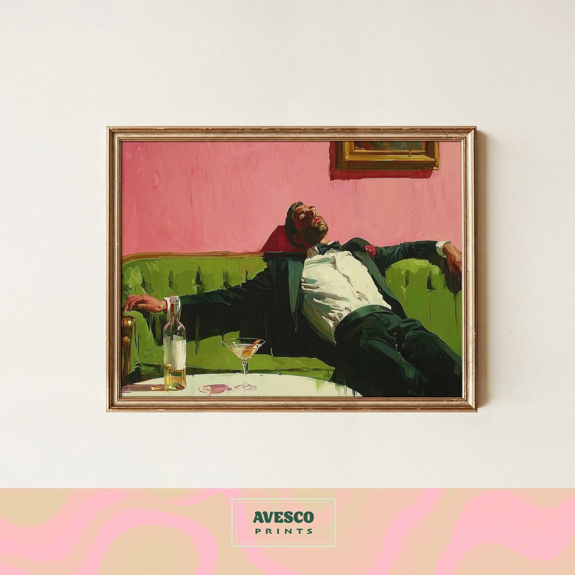 Gentleman In Tuxedo Relaxing On A Couch Cocktail Lounge Poster
