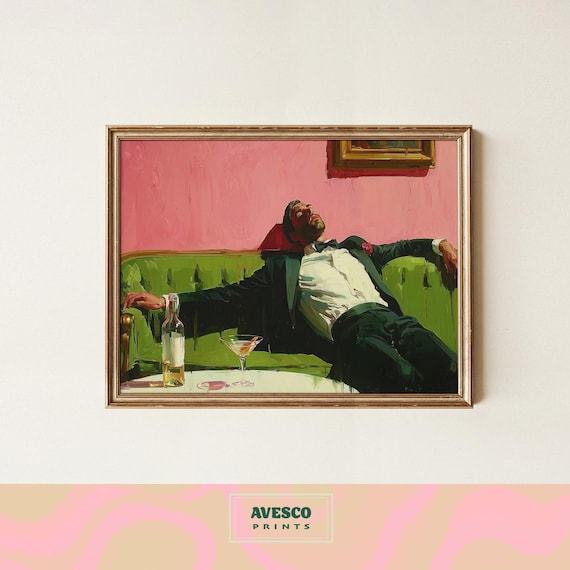 Gentleman In Tuxedo Relaxing On A Couch Cocktail Lounge Poster