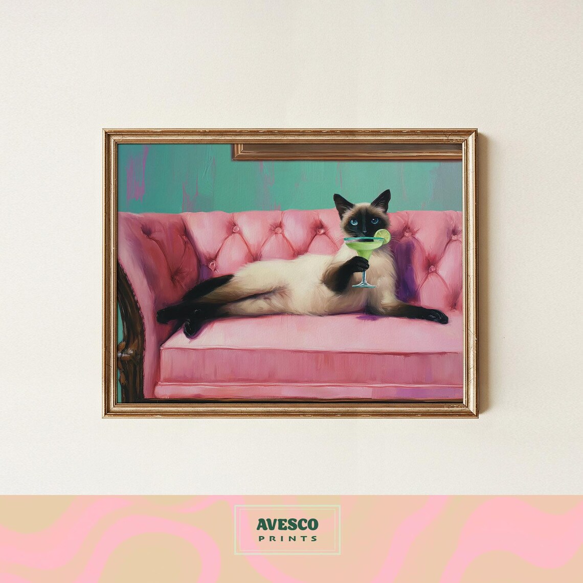 Siamese Cat Quirky Cocktail Poster, Gift For Lovers
