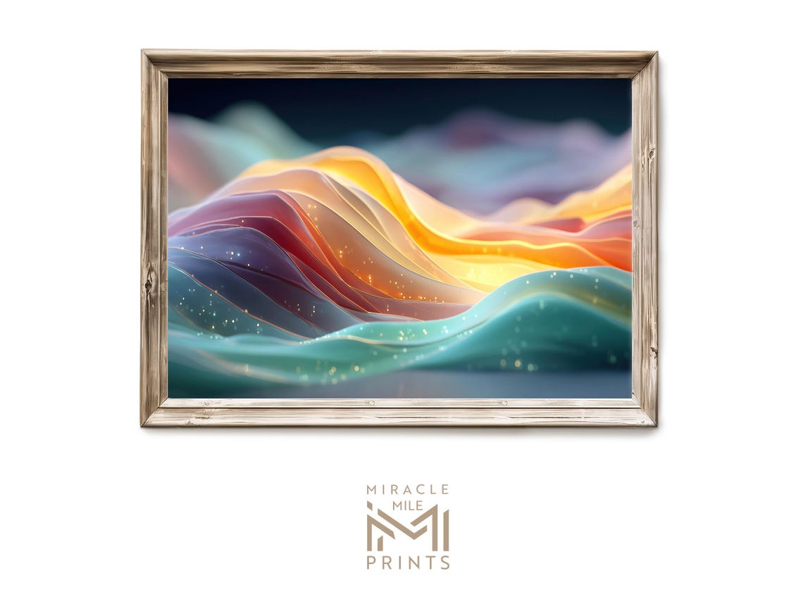 Neon Gradient Silk Waves Flowing Colorful Modern Abstract Print
