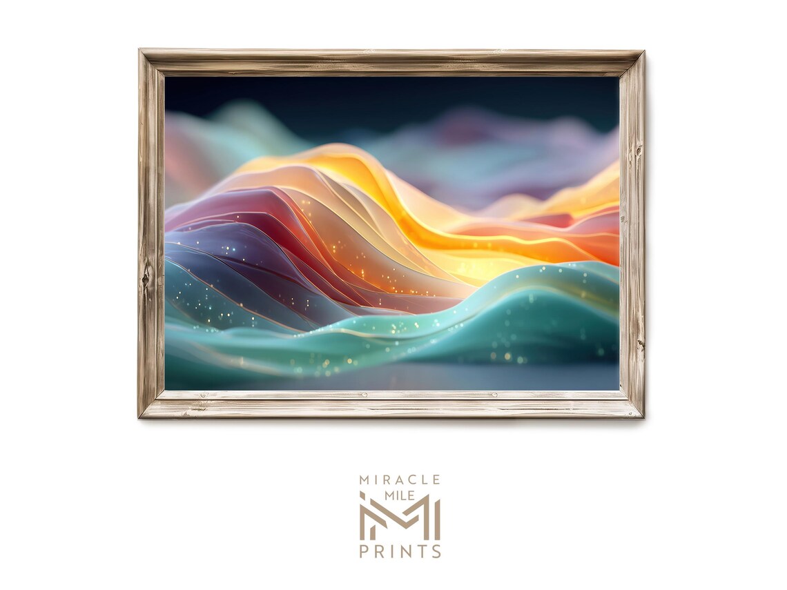 Vibrant Gradient Abstract Wall Art Modern Painting Colorful Waves Decor Contemporary 222