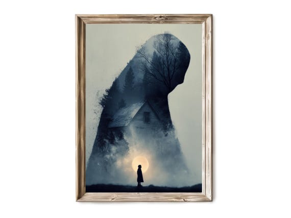Halloween Wall Art Horror Movie Style Poster Spooky Faceless Figure With Hood Dark Academia Artwork 255