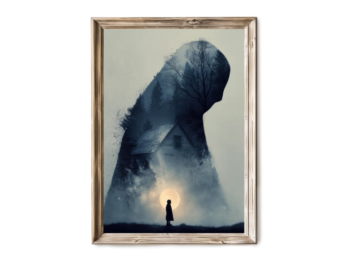 Faceless Ghostly Silhouette Haunted House Fog Horror Movie Poster
