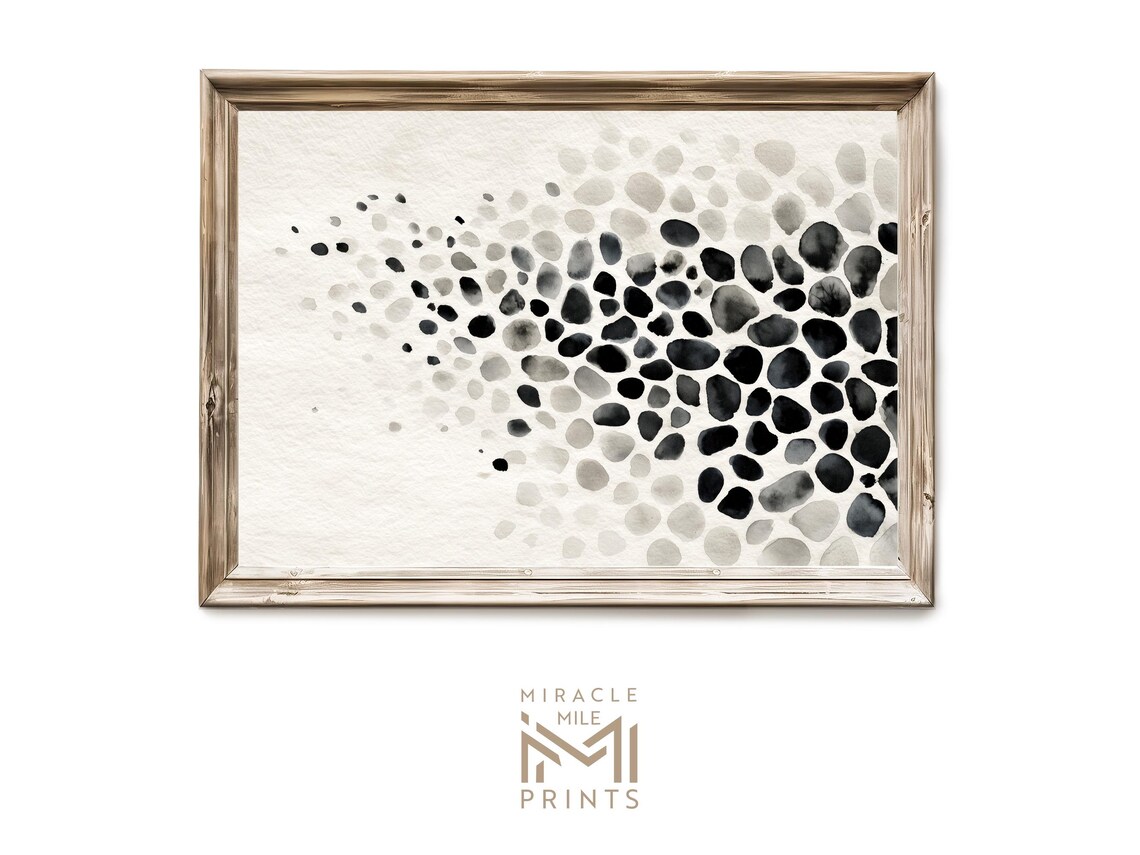 Calming Pebble Abstract Wall Art Neutral Minimalist Modern Japandi Style Ink Texture Decor 201