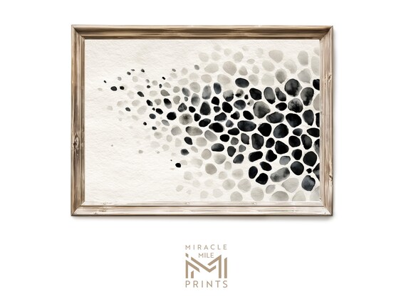 Calming Pebble Abstract Wall Art Neutral Minimalist Modern Japandi Style Ink Texture Decor 201