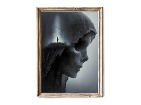 Halloween Wall Art Horror Film Style Poster With Ghostly Silhouette Spooky Haunted Scene Decor 254