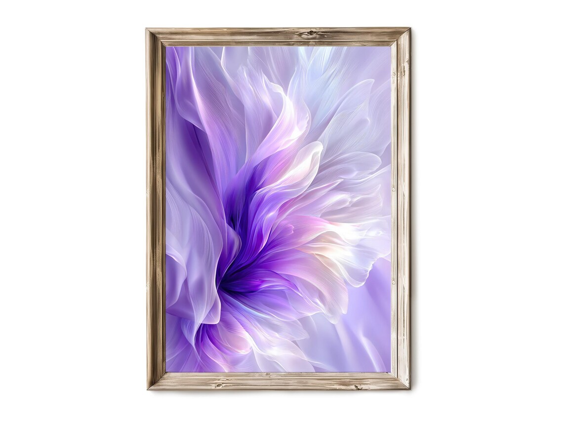 Purple Silk Ribbon Abstract Wall Art Modern Minimalist Vertical Print Soft Neutral Decor 166