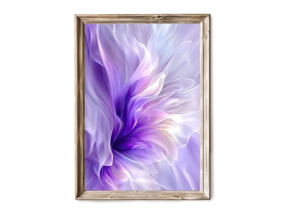 Purple Silk Ribbon Abstract Wall Art Modern Minimalist Vertical Print Soft Neutral Decor 166