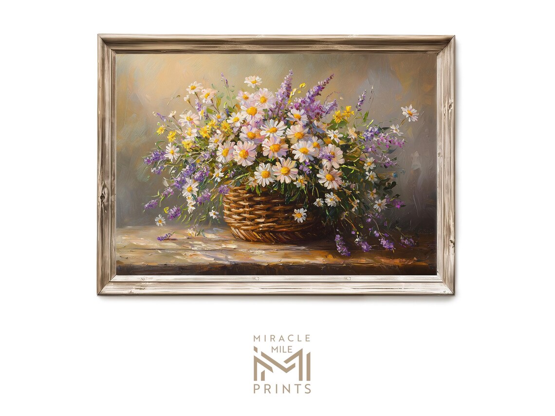 Spring Floral Still Life Art Print, Rustic Farmhouse Easter