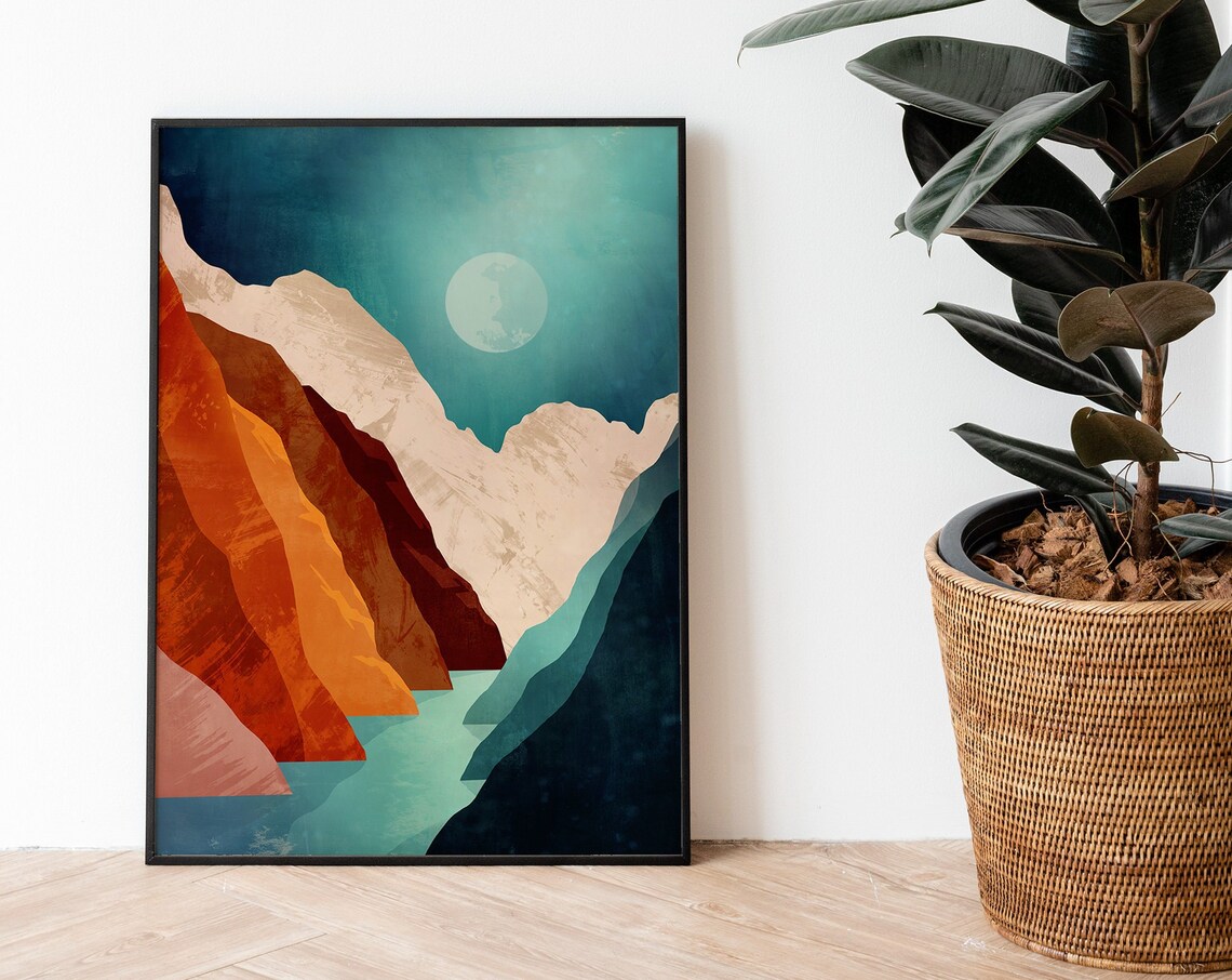 Canyon Mountain Landscape Art Print, Hiker Gift - Image 4