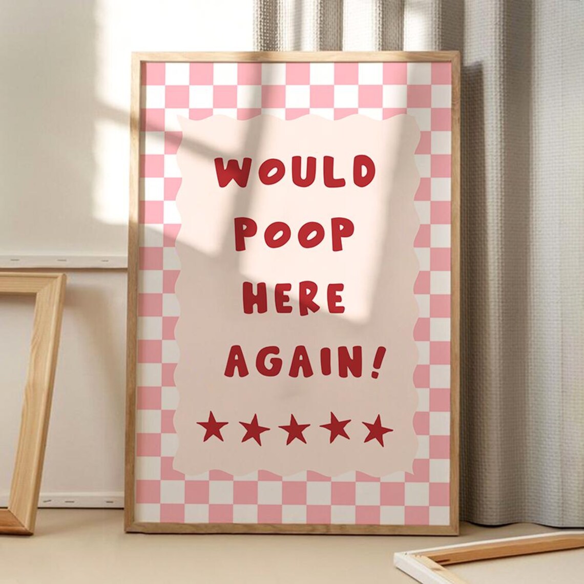Would Poop Here Again Funny Bathroom Poster Print