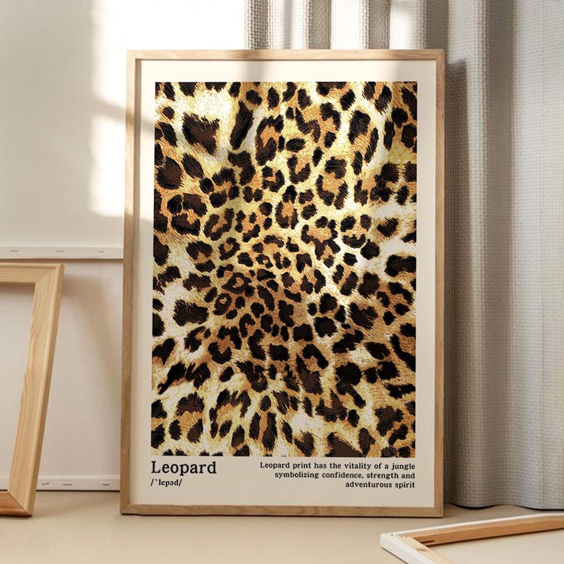 Bold Golden Leopard Spot Pattern Dictionary Style Animal Wall Poster