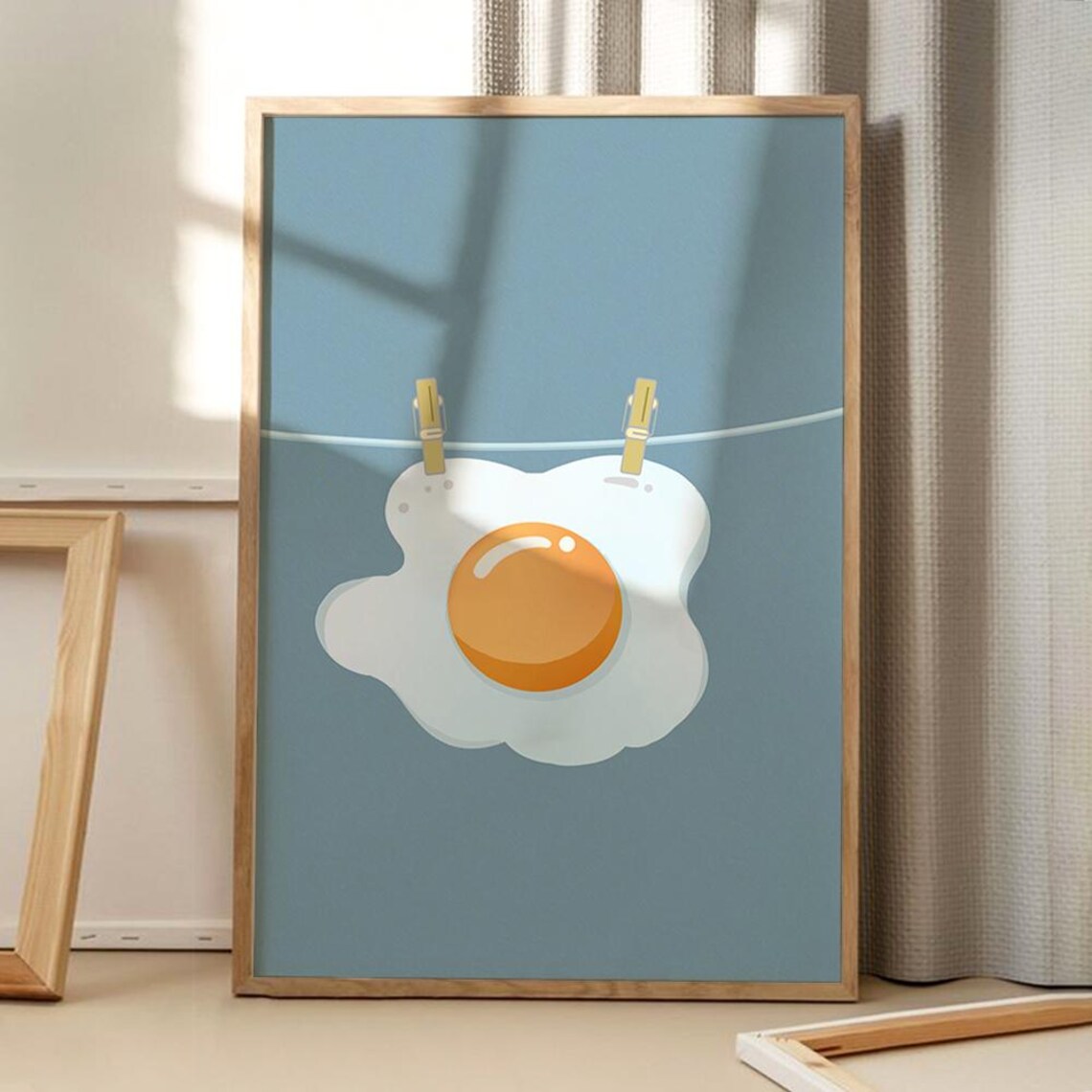 Poached Egg On The Washing Line Retro Kitchen Poster