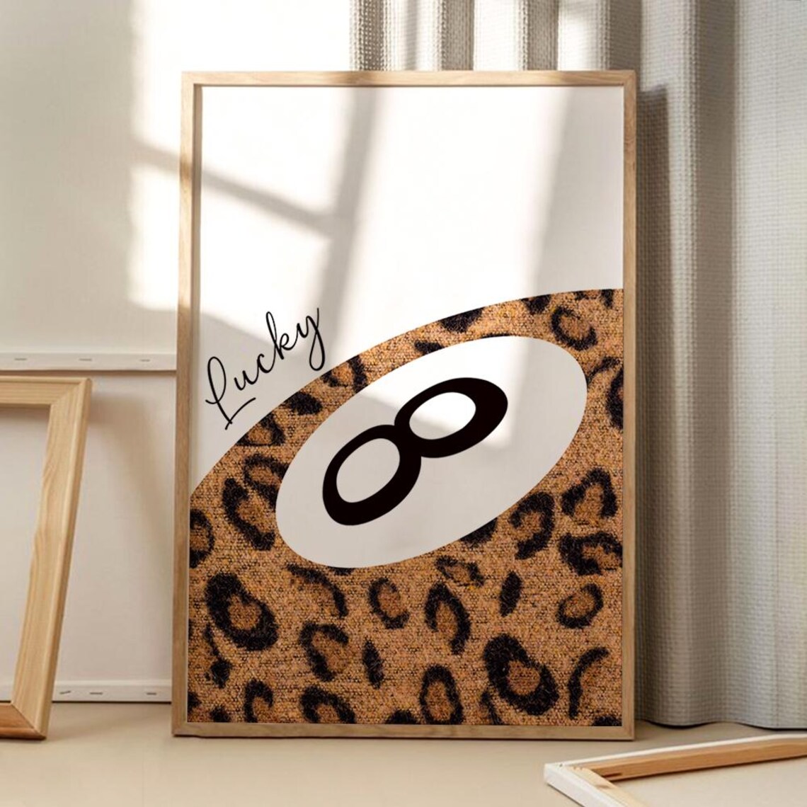 Leopard 8 Ball Art Poster Trendy Wall Apartment Decor Retro Home Print Printed Gift