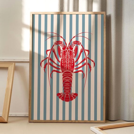 Lobster Art Poster Kitchen Wall Bright Decor Retro Home Print Printed Gift