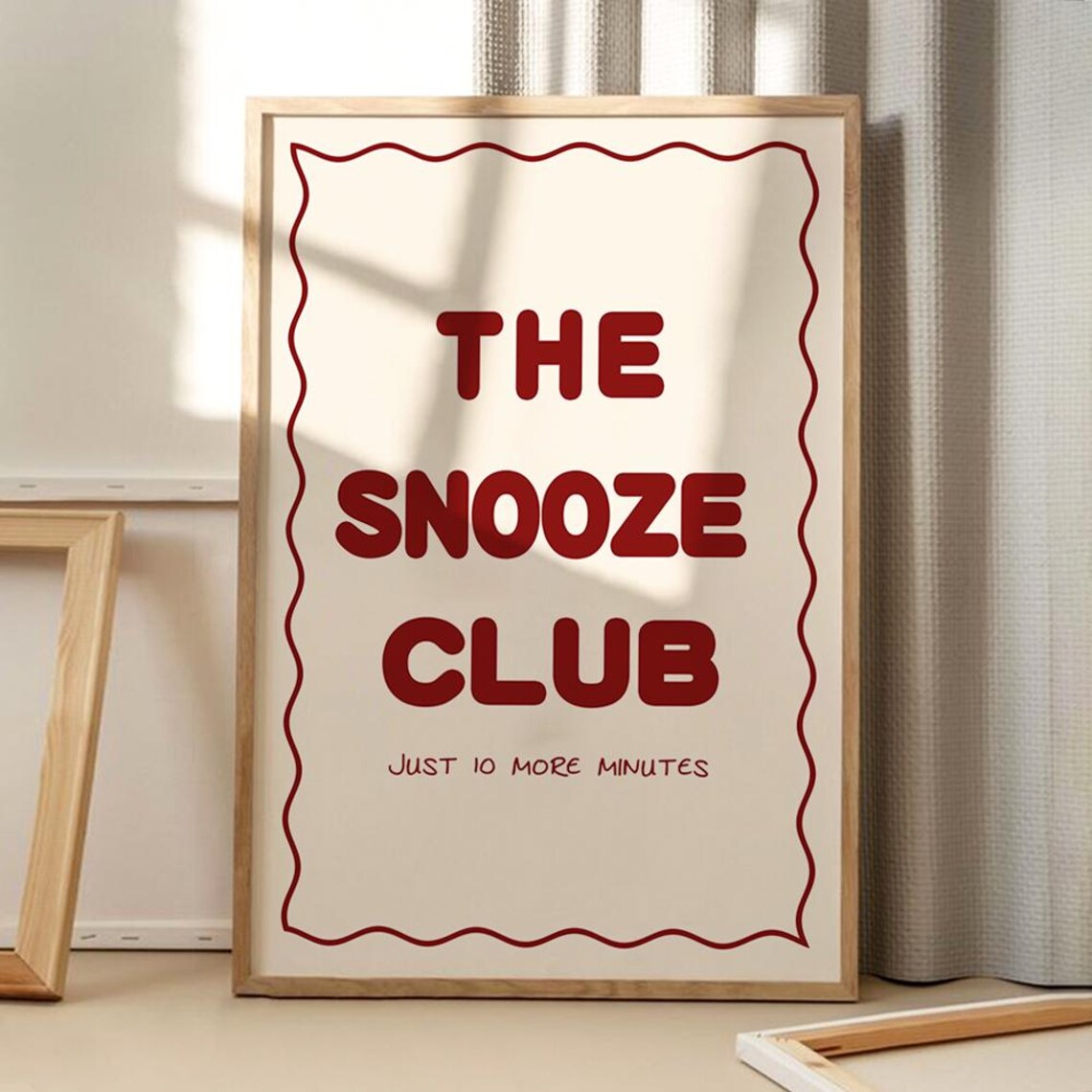 The Snooze Club Retro Red Typography Funny Morning Quote Poster
