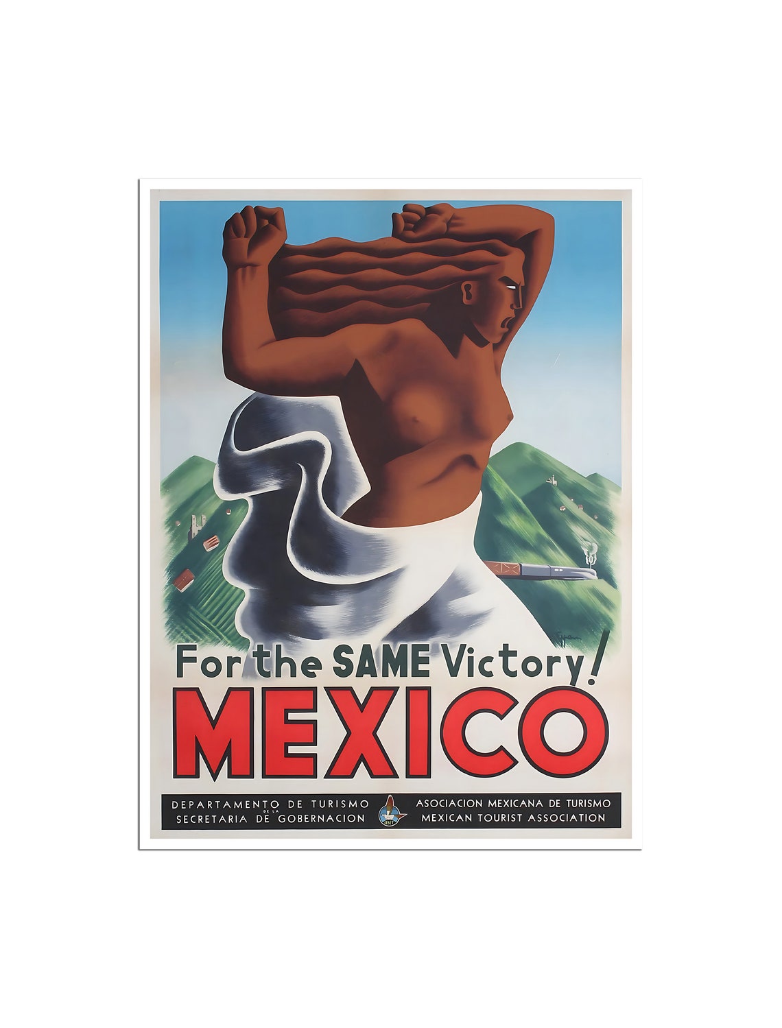 Mexico For the Same Victory Vintage Tourism Woman Hills Travel Poster