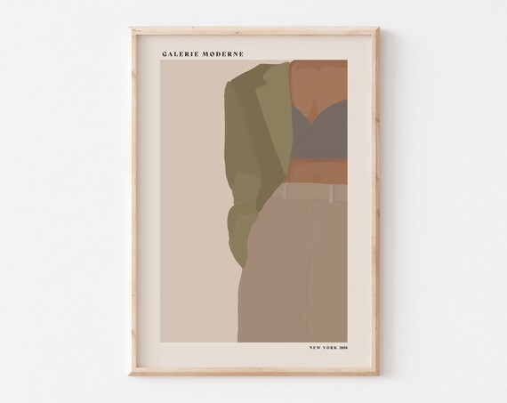 Galerie Moderne Abstract Figure Olive Blazer Beige Art Poster